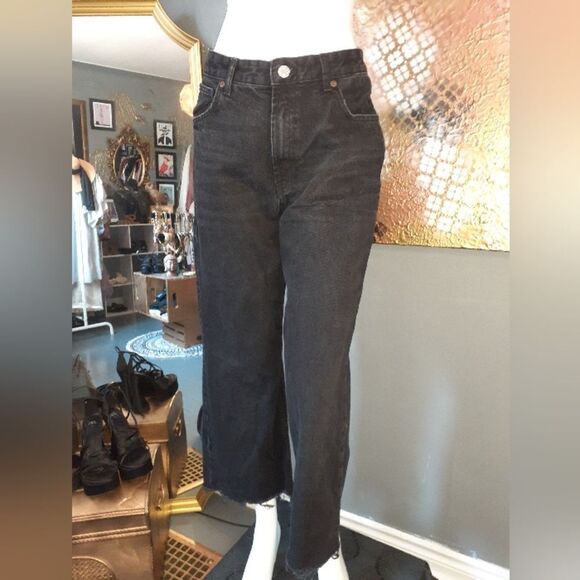 Zara Classic Black Women's Straight Wide Leg Jeans - Picture 14 of 15